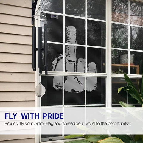 Anley Fly Breeze Middle Finger Flag side view ready for light wind