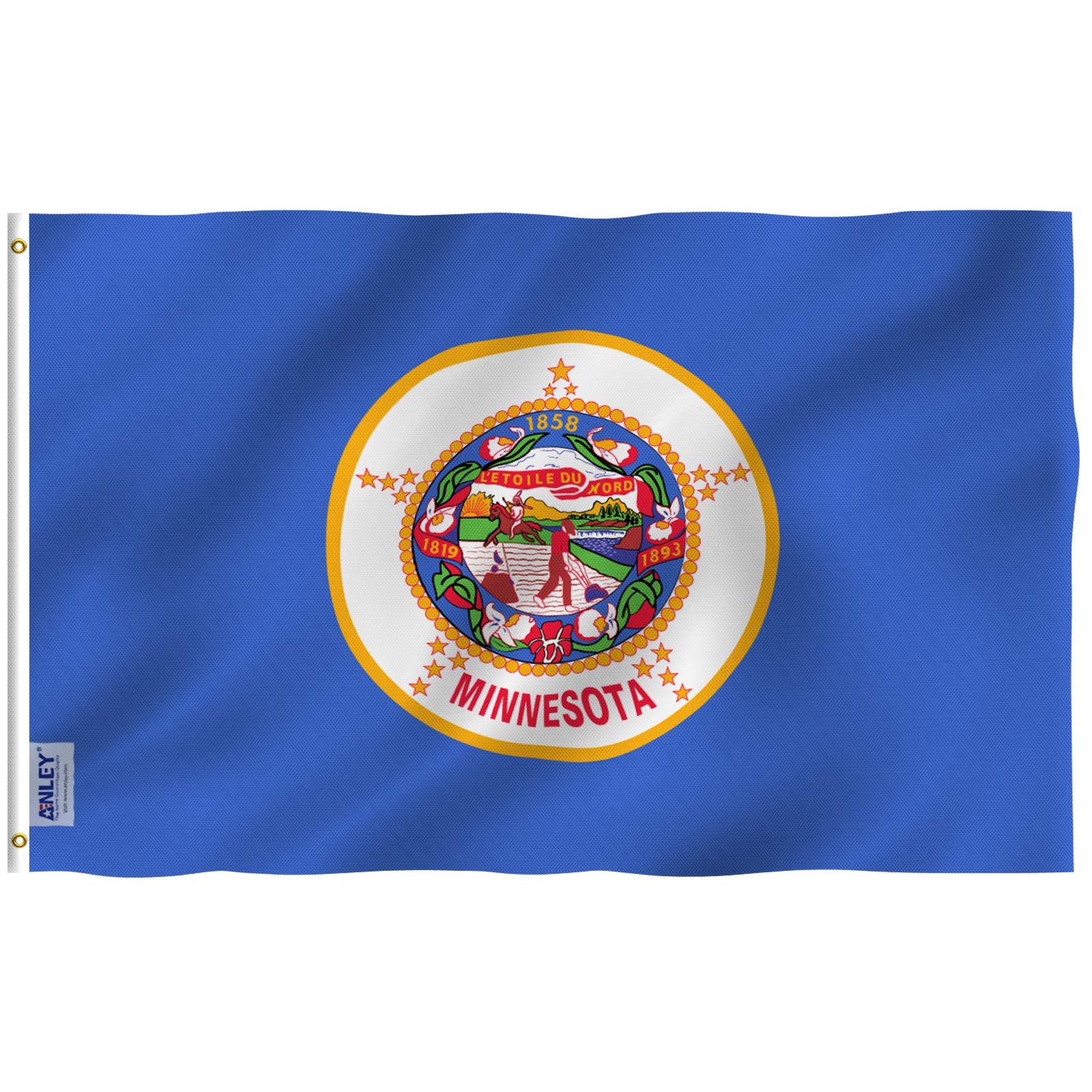 Anley Fly Breeze Minnesota flag with vivid colors fluttering in a light breeze