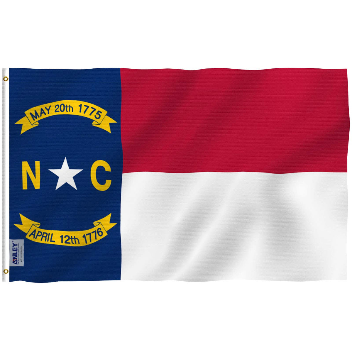 Anley Fly Breeze North Carolina flag 3x5 waving in light wind for outdoor display