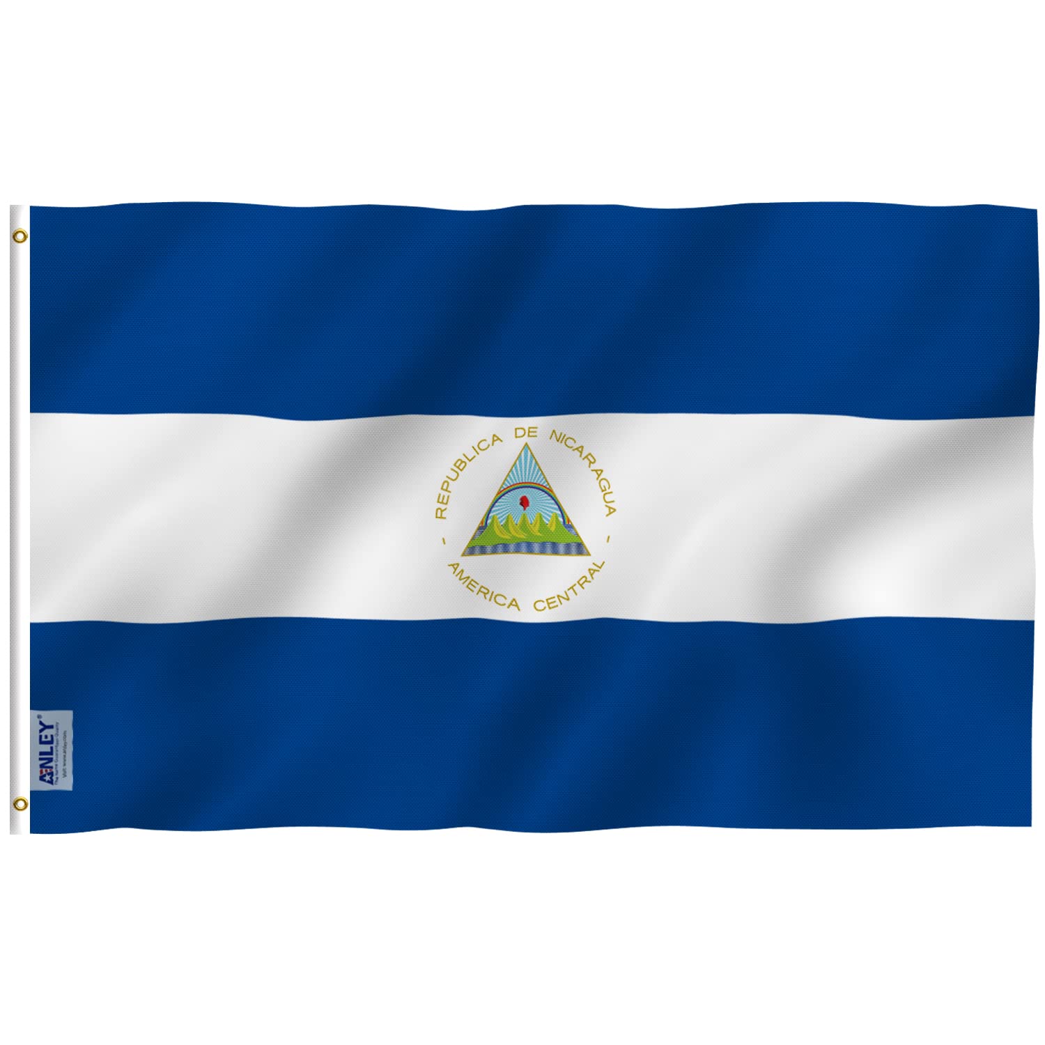 Anley Fly Breeze Nicaragua flag full view for outdoor display