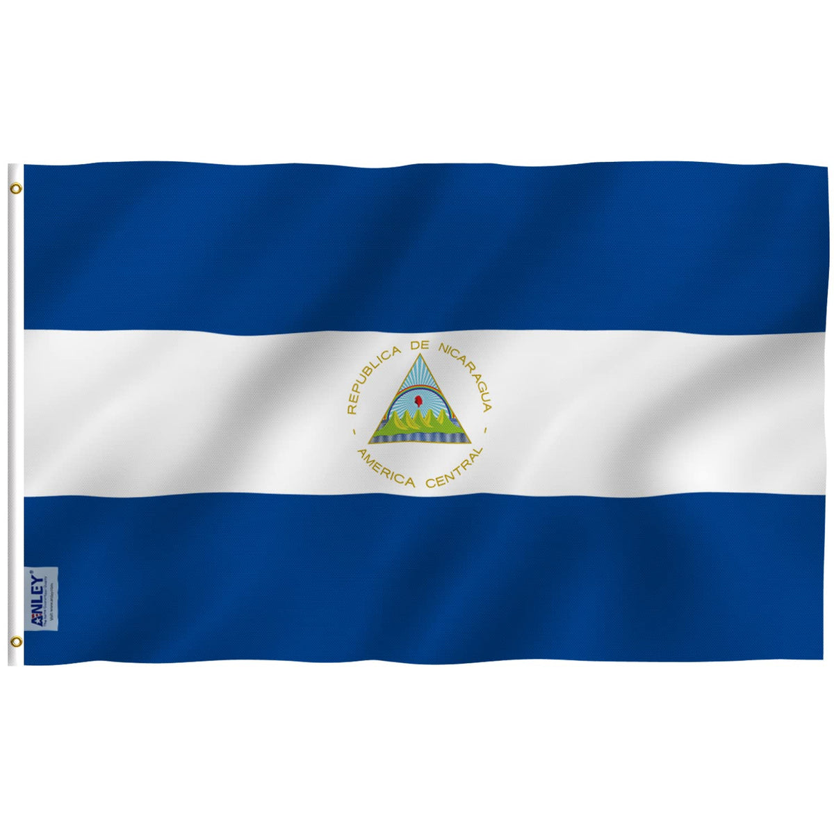 Anley Fly Breeze Nicaragua flag full view for outdoor display