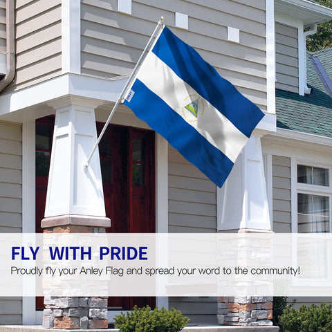 Anley Nicaragua flag with canvas header ensuring sturdy outdoor mounting