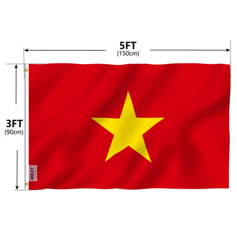 Packaging image shows ready-to-hang flag with included hardware and components.