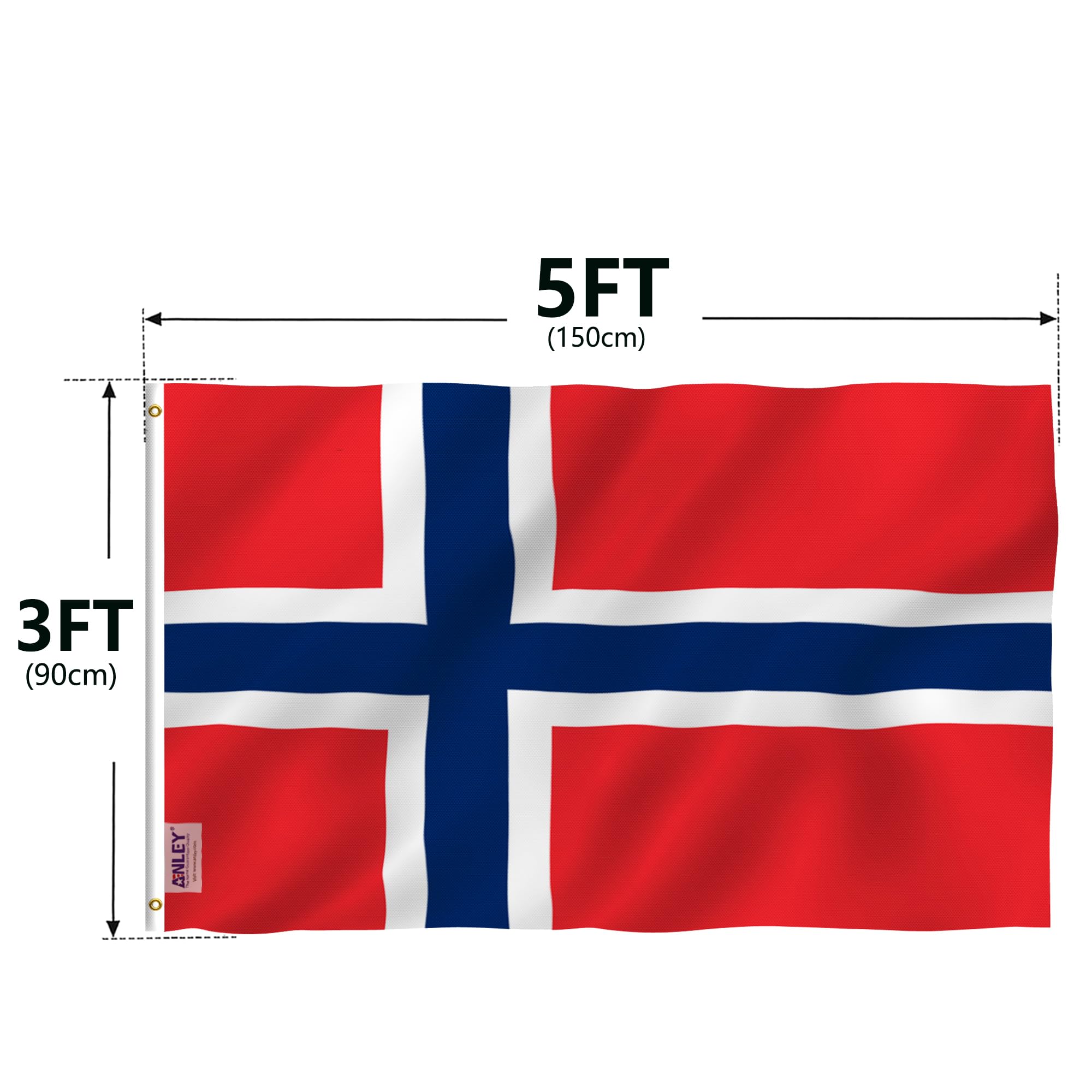 ANLEY Fly Breeze Norway flag in a yard during a sunny day.
