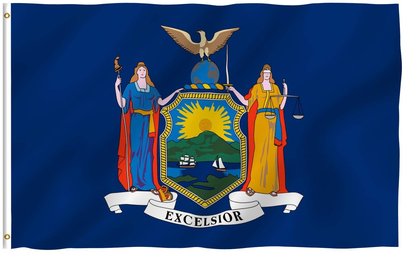 Anley Fly Breeze NY State Flag with canvas header for durable outdoor display.