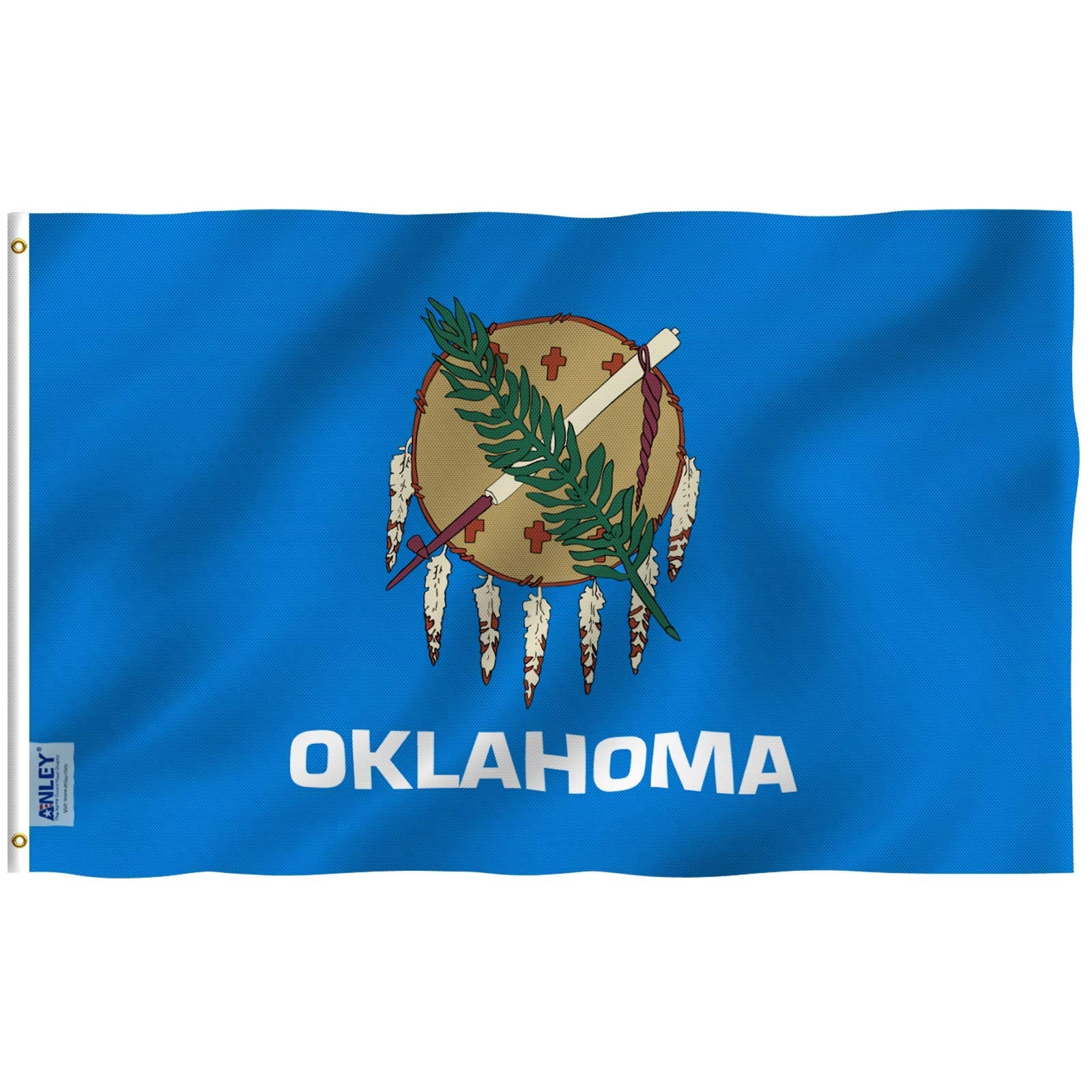 Anley Fly Breeze Oklahoma State Flag front view, vivid colors for outdoor display