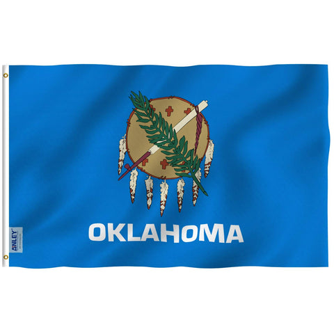 Anley Fly Breeze Oklahoma State Flag front view, vivid colors for outdoor display