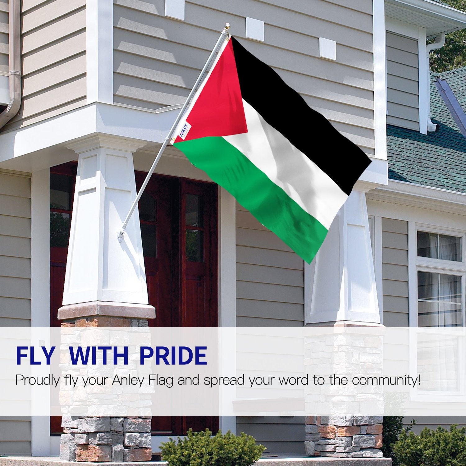 Anley Fly Breeze Palestine flag 3x5 close-up print detail shows vivid colors.