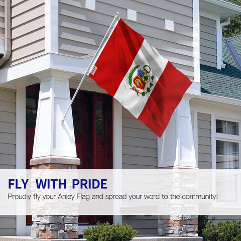 Anley Fly Breeze Peru flag 3x5 close-up color detail, outdoor-ready hues.