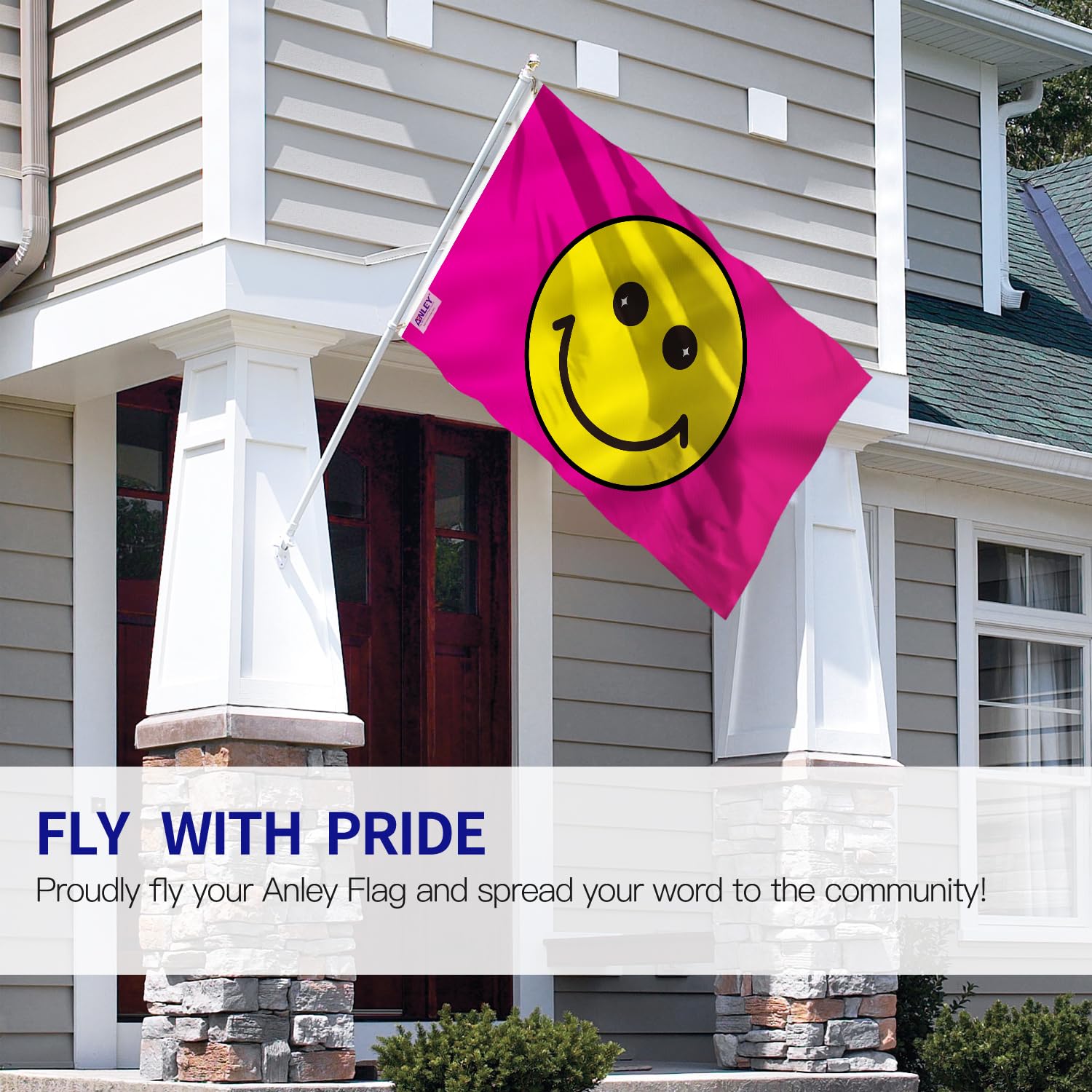 Anley Fly Breeze flag close-up showing canvas header for durability