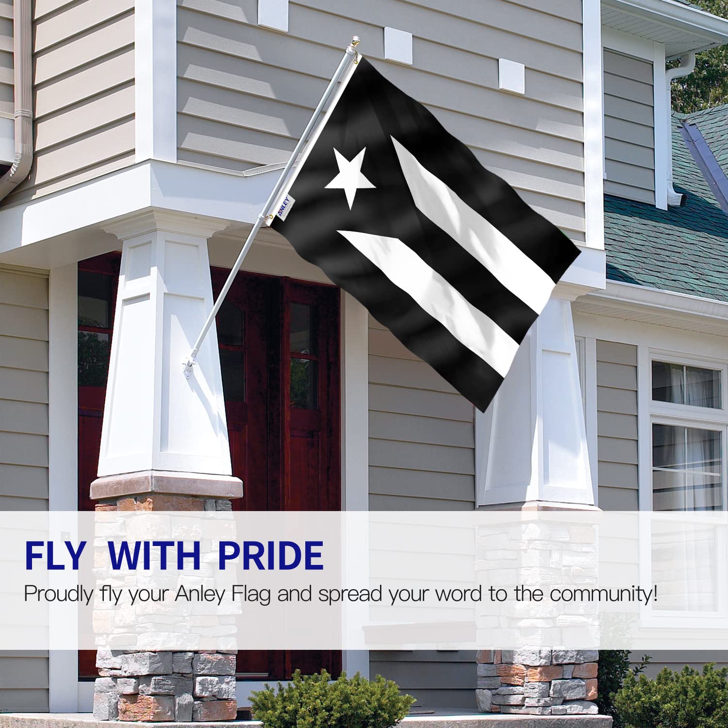 Anley Fly Breeze flag shows fade-proof color in sunlit outdoor spaces.