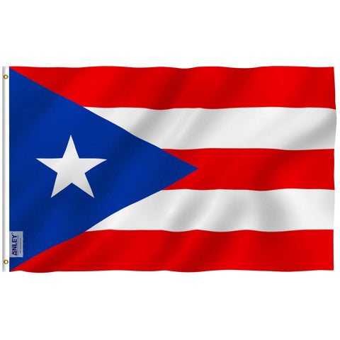 Anley Fly Breeze Puerto Rico flag 3x5 with bright fade-proof colors for outdoor display.