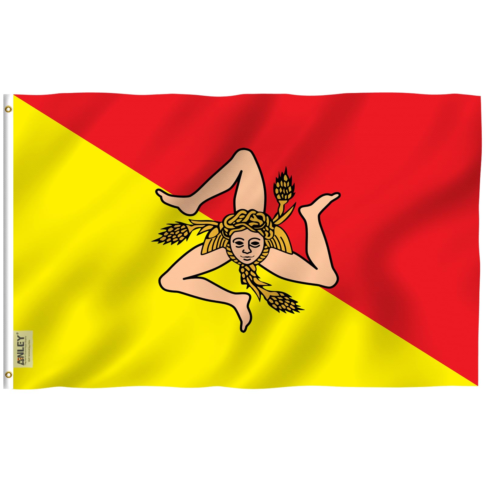 Anley Fly Breeze Sicily flag full view for outdoor display with vivid color.