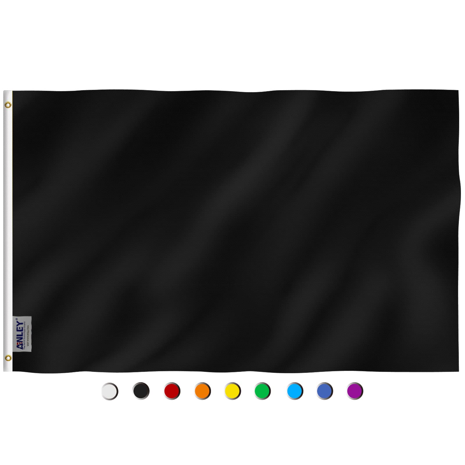 Anley Fly Breeze 3x5 solid black flag front view showing lightweight, wind-friendly design