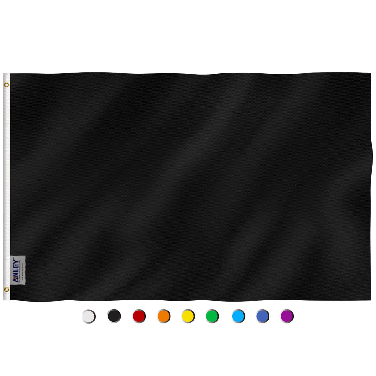 Anley Fly Breeze 3x5 solid black flag front view showing lightweight, wind-friendly design