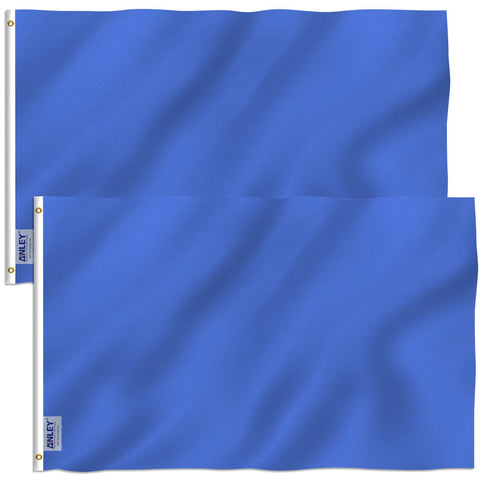 Anley Fly Breeze solid blue flag with canvas header for durable outdoor display.