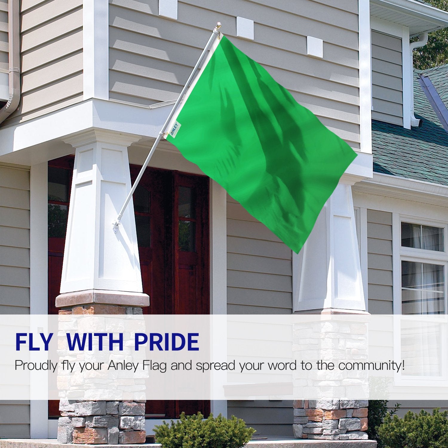 Anley Fly Breeze green flag with canvas header ready for outdoor display