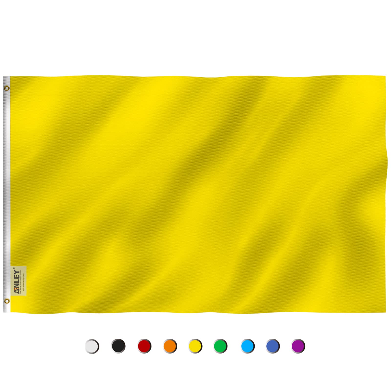 Anley Fly Breeze solid yellow flag full view with vivid outdoor color
