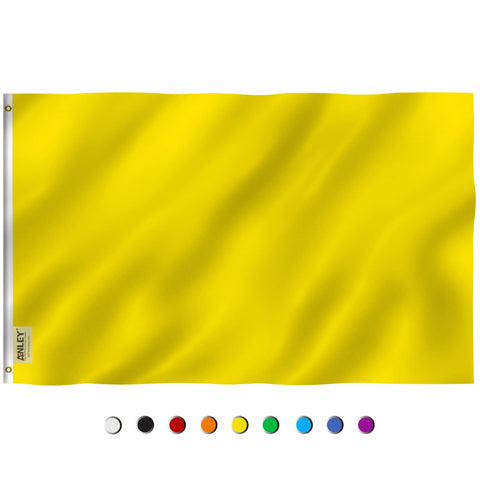 Anley Fly Breeze solid yellow flag full view with vivid outdoor color