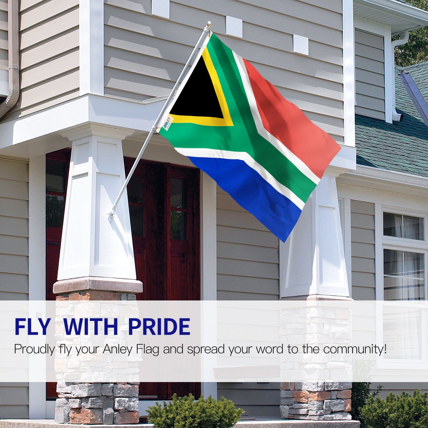 South Africa flag shows vivid dye for fade-proof color outdoors.