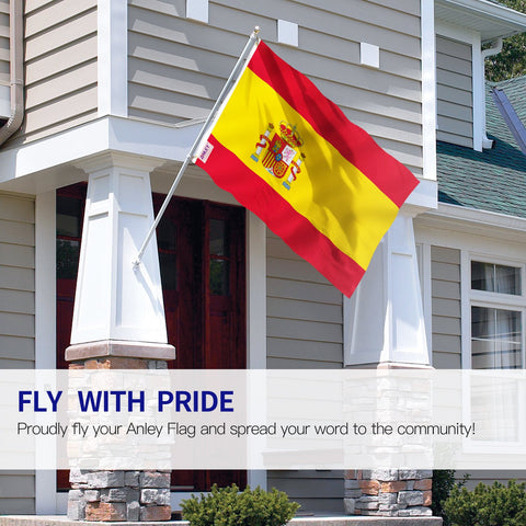 Anley Fly Breeze Spain Flag with canvas header and brass grommets for durability.