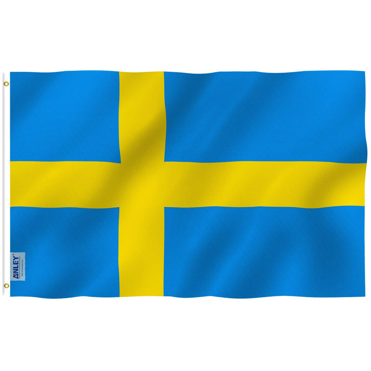 Anley Fly Breeze Sweden flag 3x5-foot for low-wind outdoor display with vibrant color.