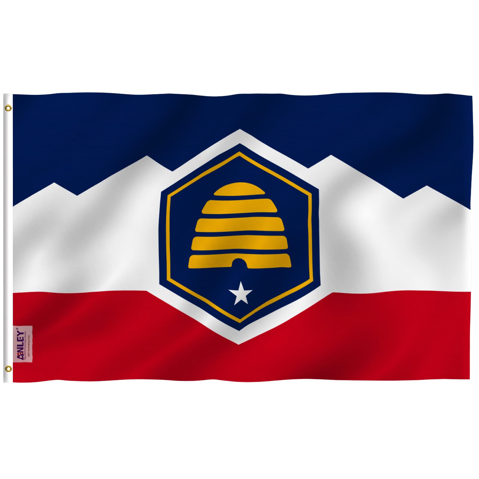 Anley Fly Breeze Utah flag with canvas header for durable outdoor display.
