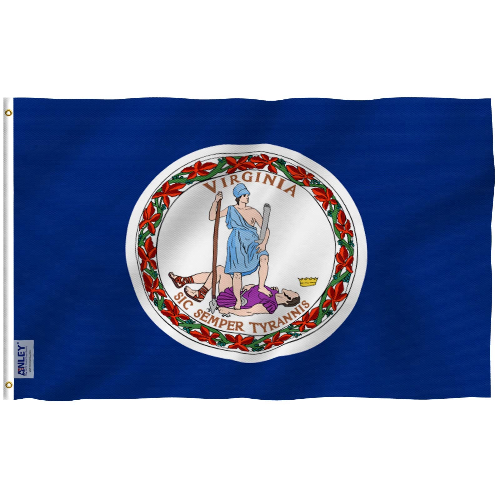 Anley Fly Breeze Virginia flag front view with fade-resistant outdoor colors.