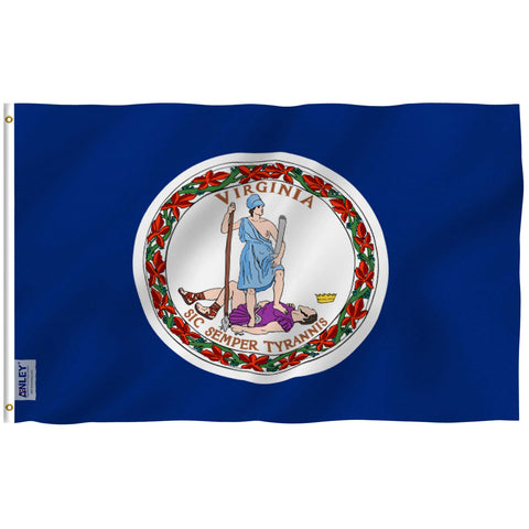 Anley Fly Breeze Virginia flag front view with fade-resistant outdoor colors.