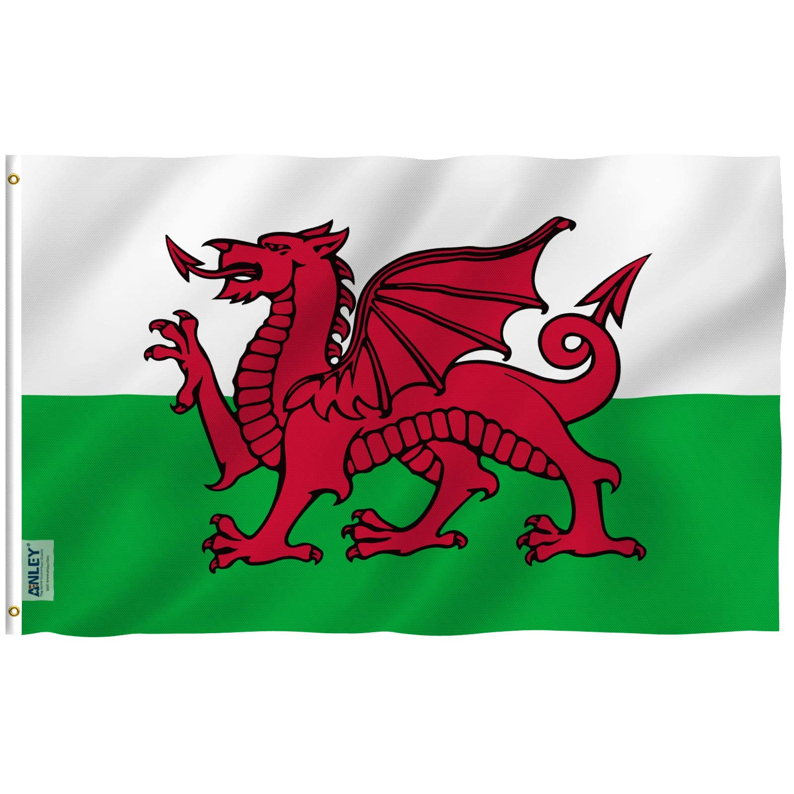 Anley Fly Breeze Wales Flag showing vibrant color in mild breeze for outdoor display