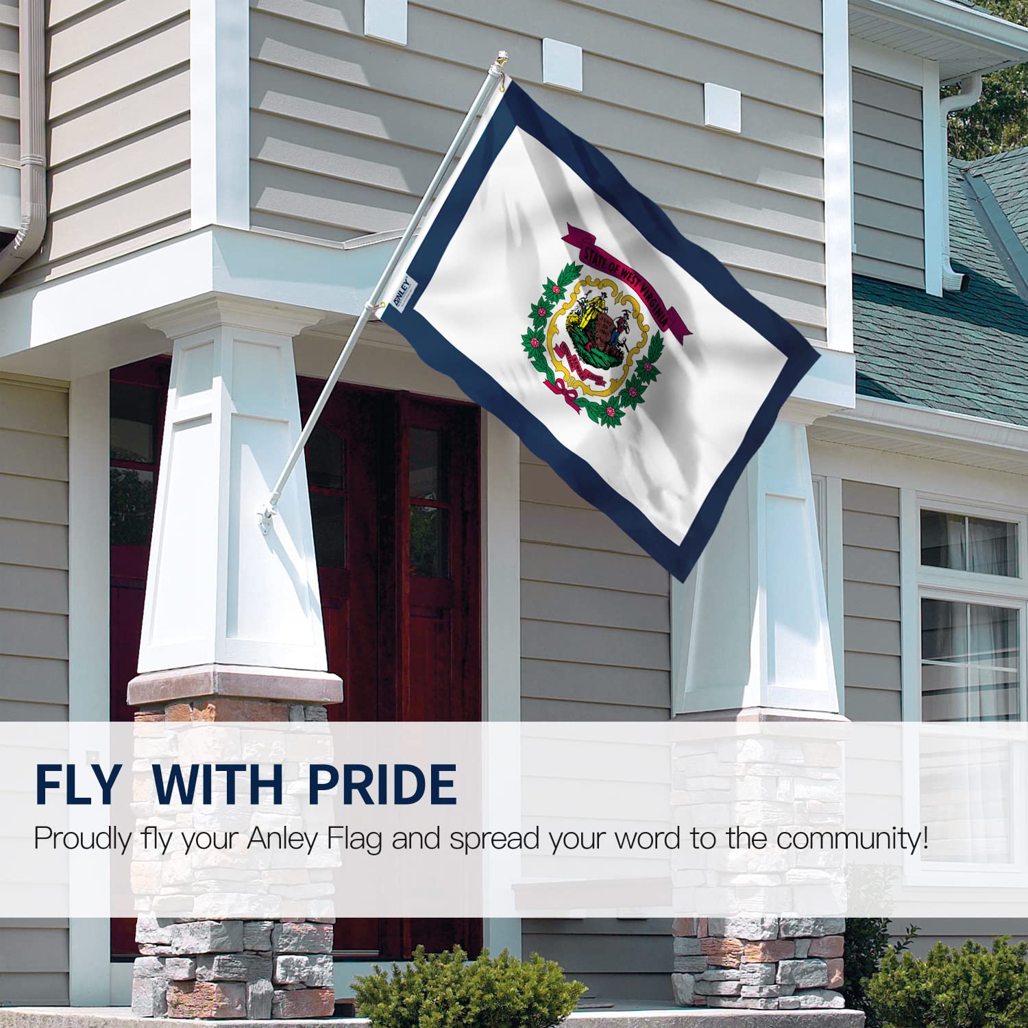 Fade-proof colors keep the WV flag vivid in bright sun