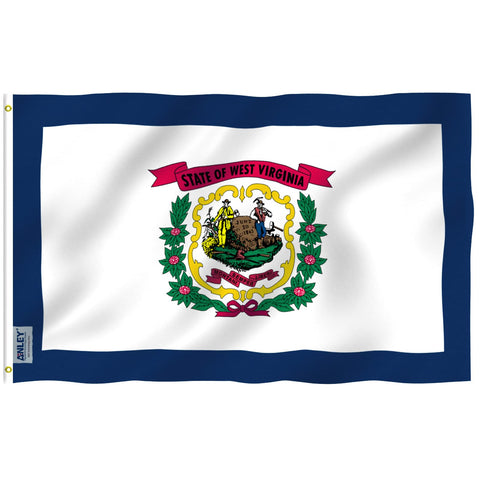 Anley Fly Breeze West Virginia flag fluttering outdoors for porch display