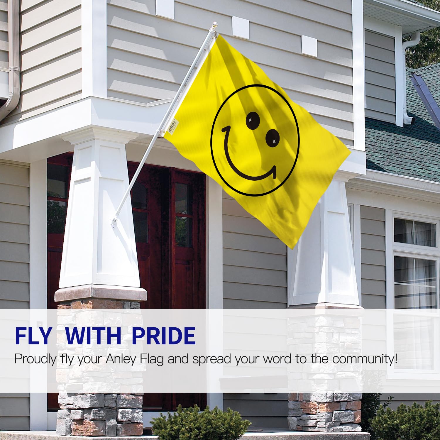 Close-up of durable polyester fabric and canvas header on the Anley flag