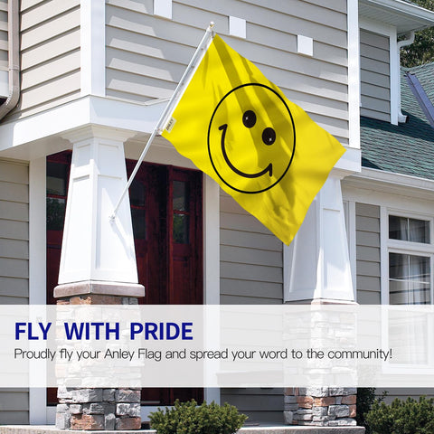 Close-up of durable polyester fabric and canvas header on the Anley flag