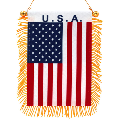 Anley fringy window flag 4x6, bright double-sided display for car or home decor.