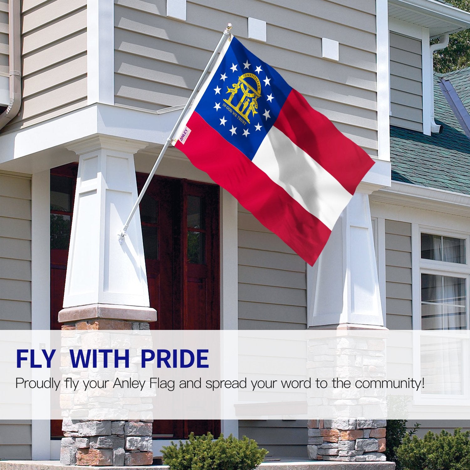 Anley Georgia flag with fade-proof dye for reliable outdoor display.