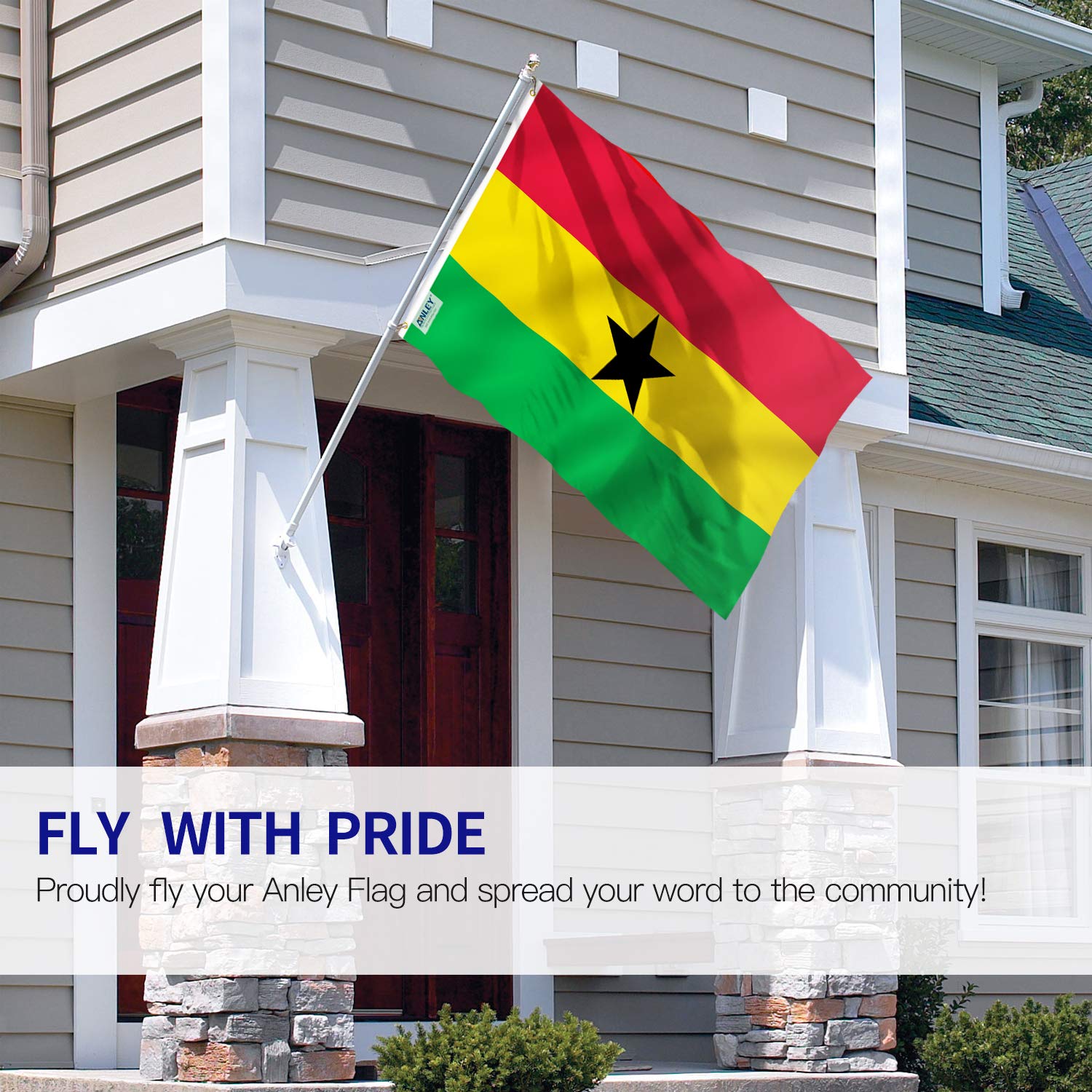 Anley Ghana flag color closeup highlights sharp dye and fade resistance