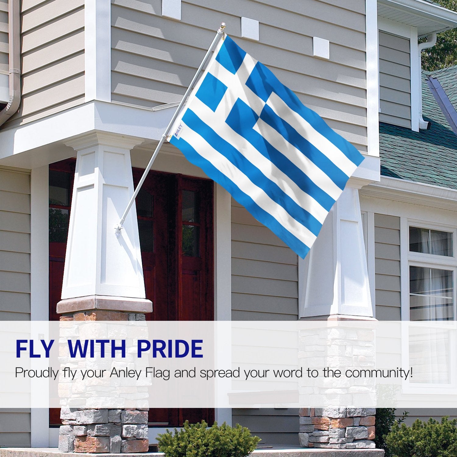 Anley Greece flag featuring brass grommets for quick mounting.