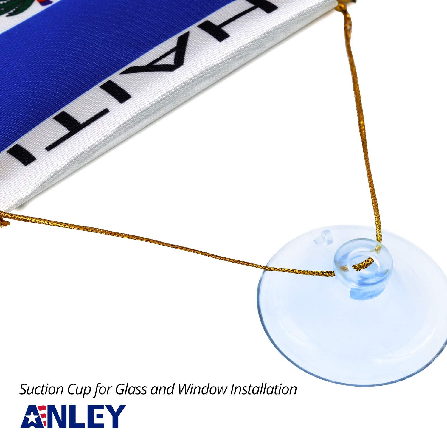 Anley Haiti fringy window flag rear-view mount, durable double stitching visible