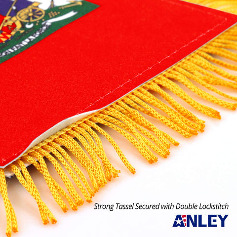 Anley Haiti fringy window flag with suction hanger, easy car mirror mounting