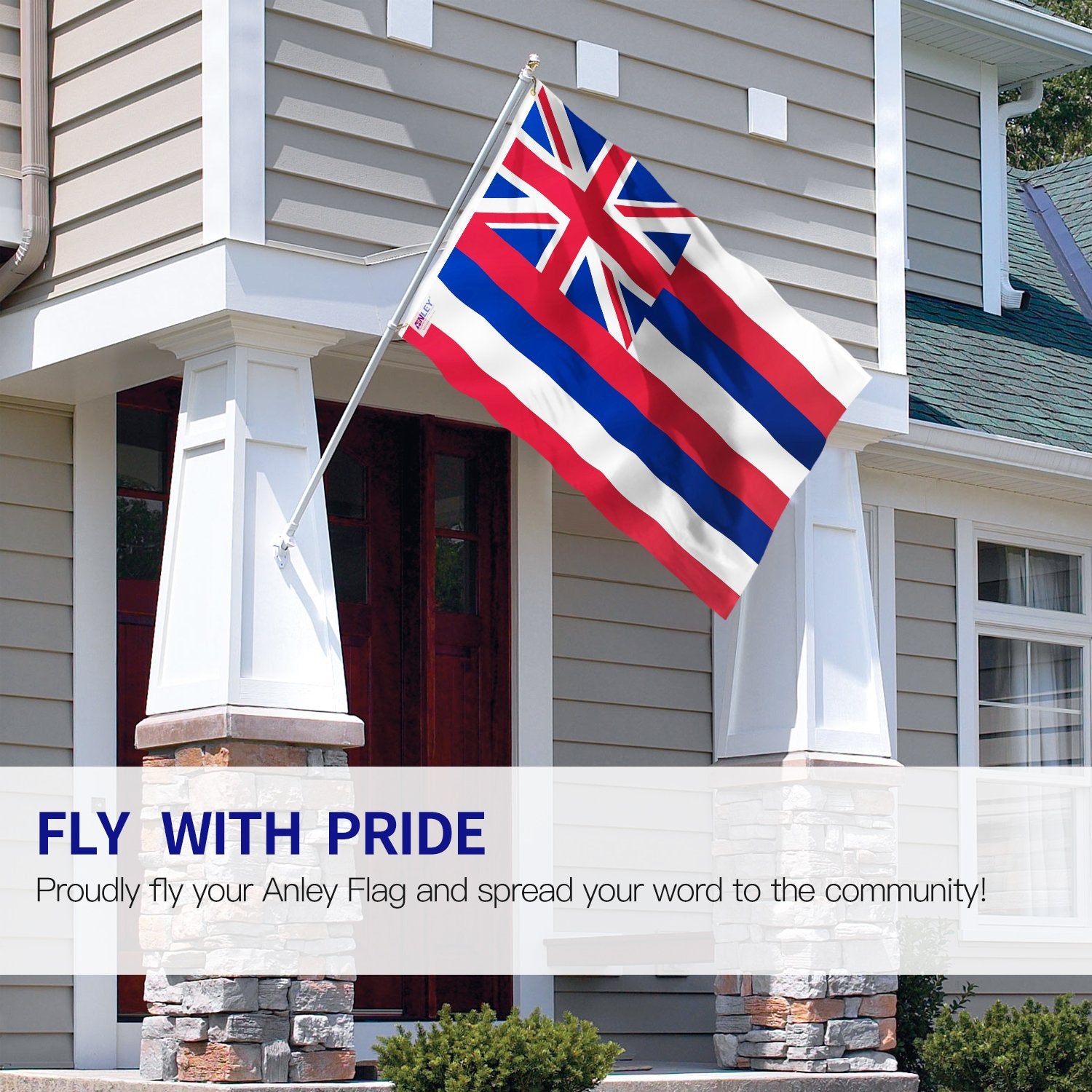 Anley Hawaii flag 3x5 with brass grommets ready for secure mounting.