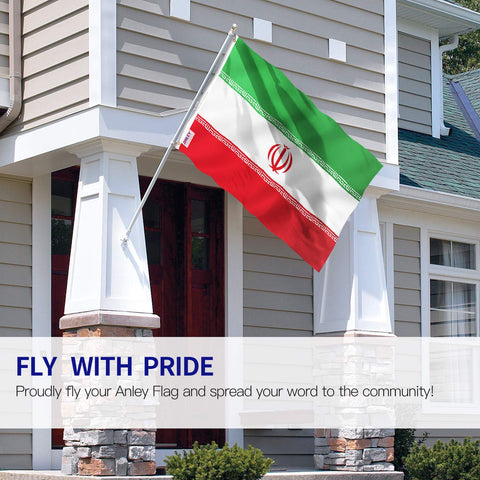 Anley Iran flag vivid color print on durable polyester for long-lasting outdoor use.