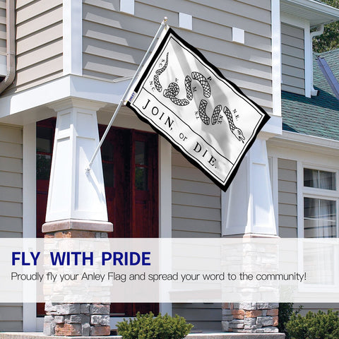 Anley Join Or Die flag with canvas header for sturdy outdoor hanging.