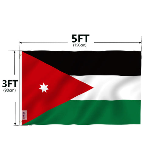 Anley Jordan flag 3x5 packaging helps easy display setup.