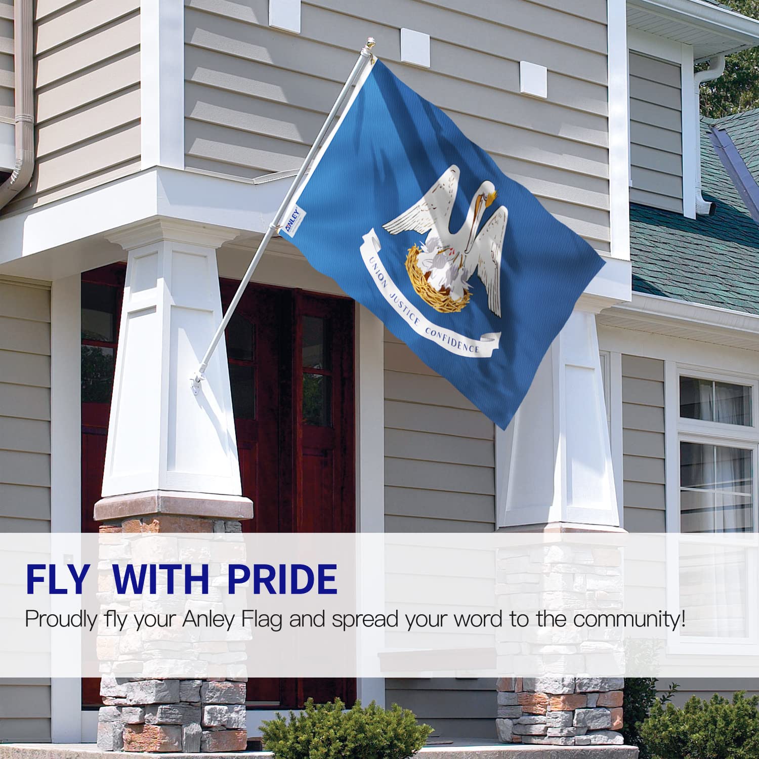 Anley Louisiana State Flag canvas-header closeup, durable header for lasting outdoor use.