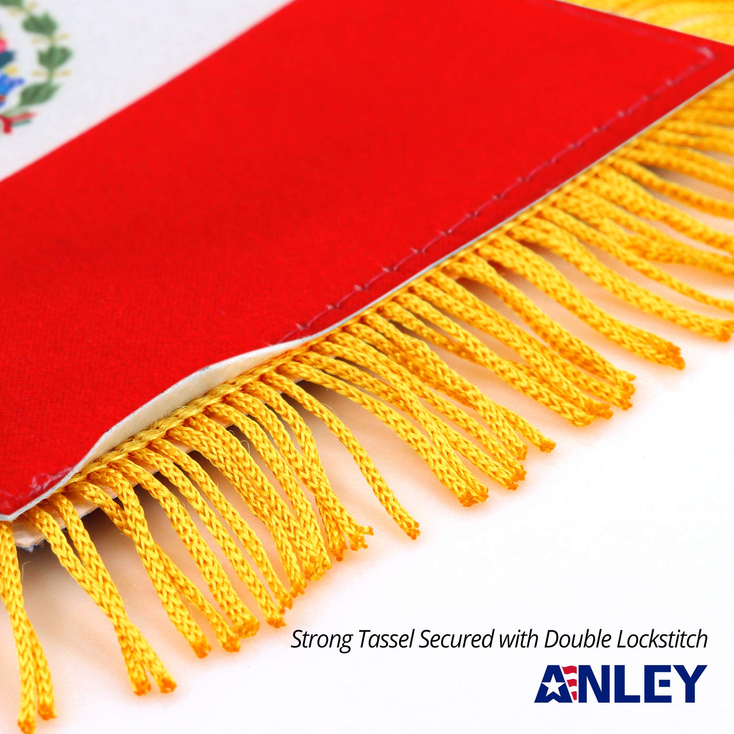 Anley Mexico fringy flag side stitching detail highlighting durable, fade-resistant edges.