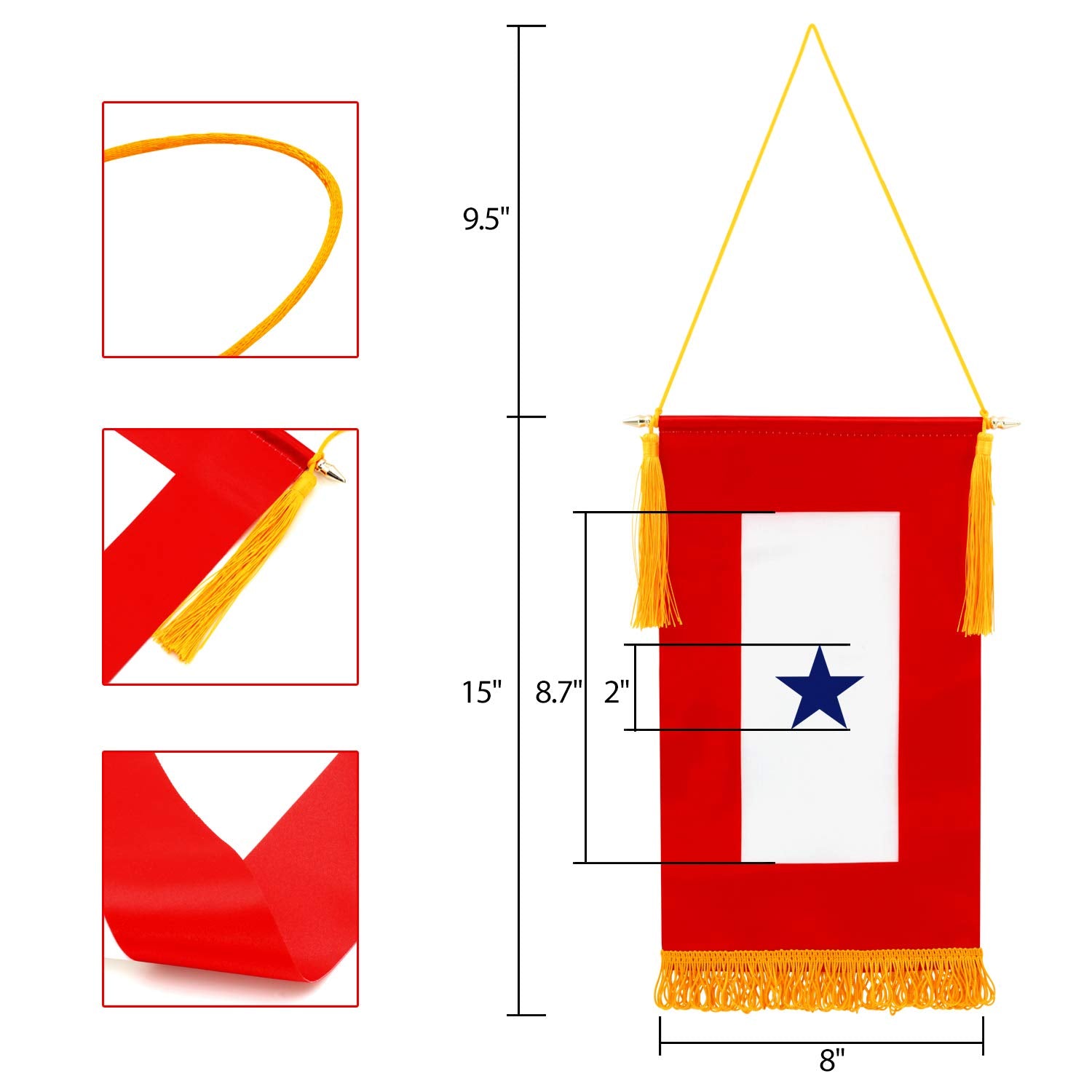 Anley Military Service Banner fringe edge detail showing satin finish and color