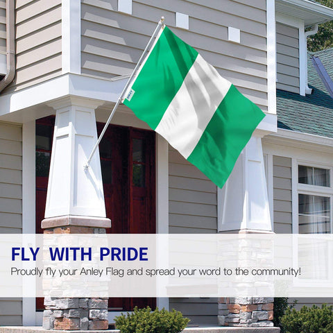 Anley Nigeria flag canvas header close-up highlighting sturdy stitching.