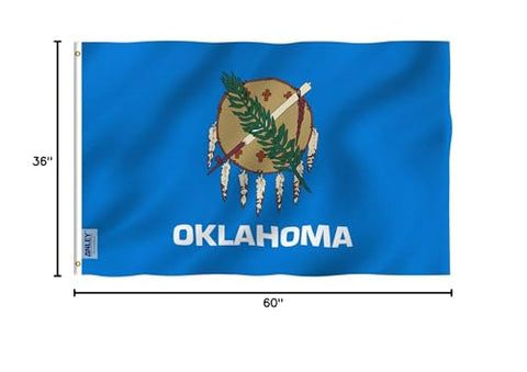 Anley Oklahoma State Flag double-stitched edge, durable construction