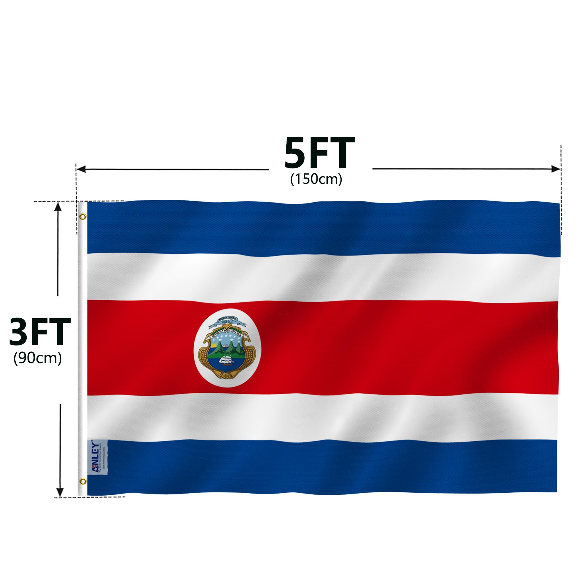 Anley Costa Rica flag outdoors in light breeze